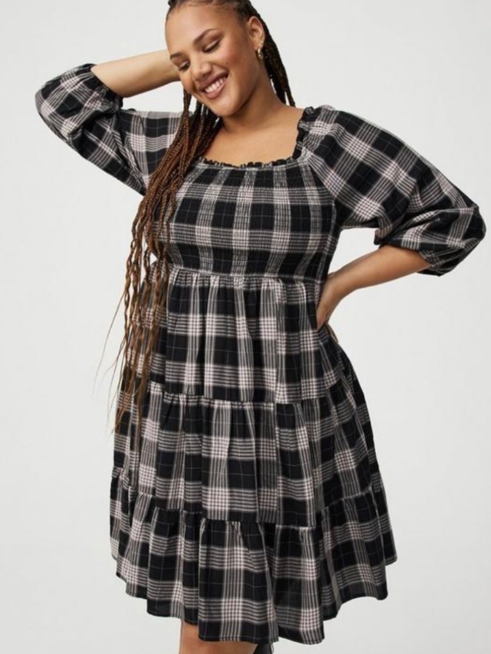 Torrid Plaid Tiered Dress Midi Skater School Girl Size 0 10 Medium